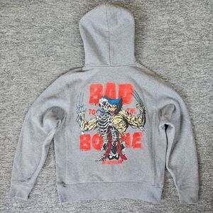 Deathclub Bad To The Bone Hoodie Wolverine MADE Gray Men's Large Pullover Skull